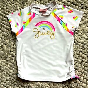 Juicy Couture white rashguard with rainbow hearts